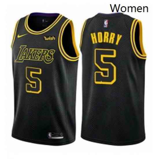 Womens Nike Los Angeles Lakers 5 Robert Horry Swingman Black NBA Jersey City Edition